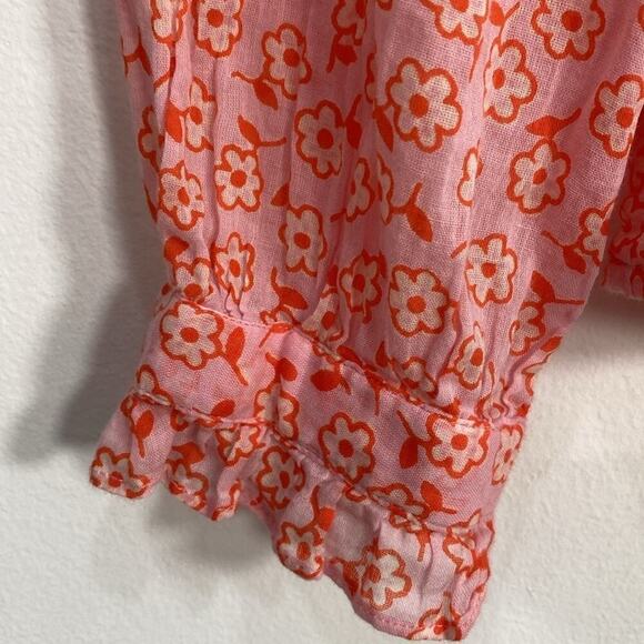 Banjanan Blouse Scattered Flowers Lightweight ruffles Women's Small Pink - Picture 9 of 14